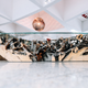 Sugimoto’s tables, illuminated by Olafur Eliasson’s light sculpture.